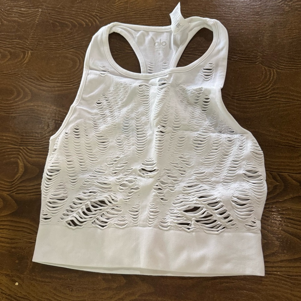 Alo Yoga Cutout Crop Top - White